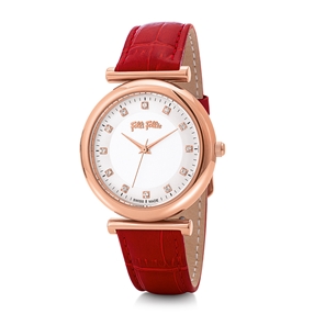 Sparkle Chic Big Case Leather Watch-